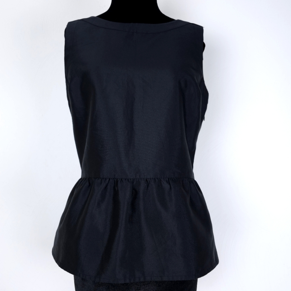 Vineyard Vines Sleeveless Peplum Swing Silk Top Jet Black size 6